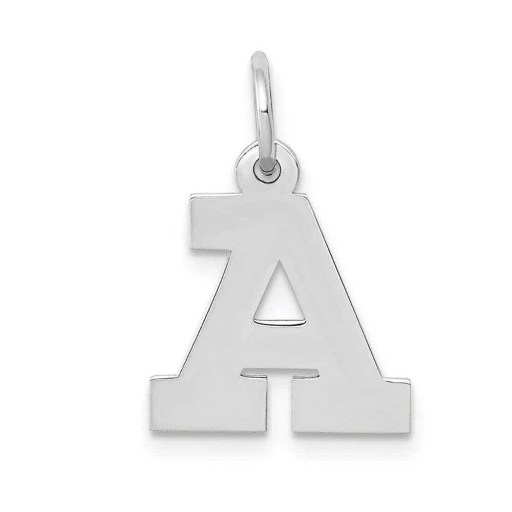 14k White Gold, Amanda Collection, Small Block Style Initial A Pendant